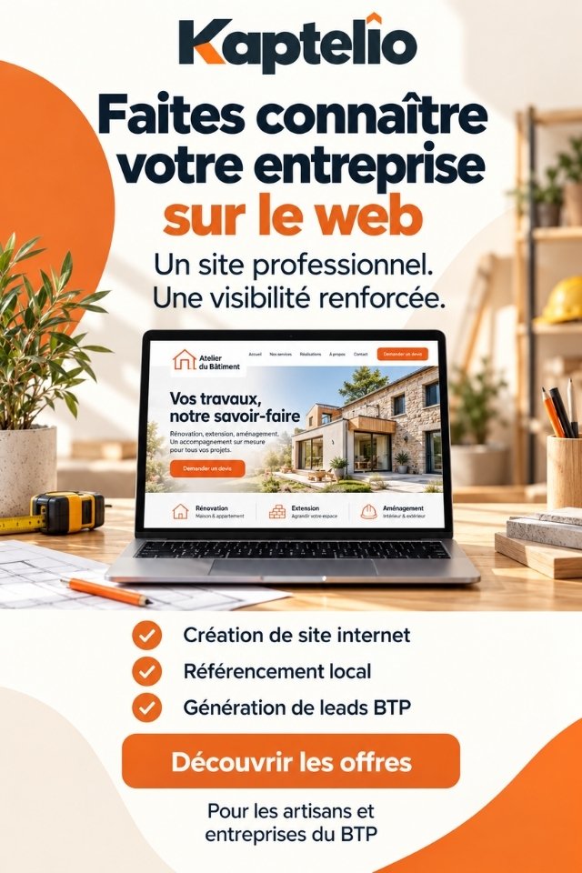 Découvrez les offres Kaptelio : création de site internet, référencement local et génération de leads BTP